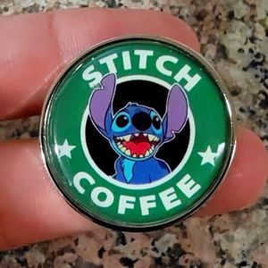 *2 for $13* Stitch and Coffee Lover Round Enamel Pin